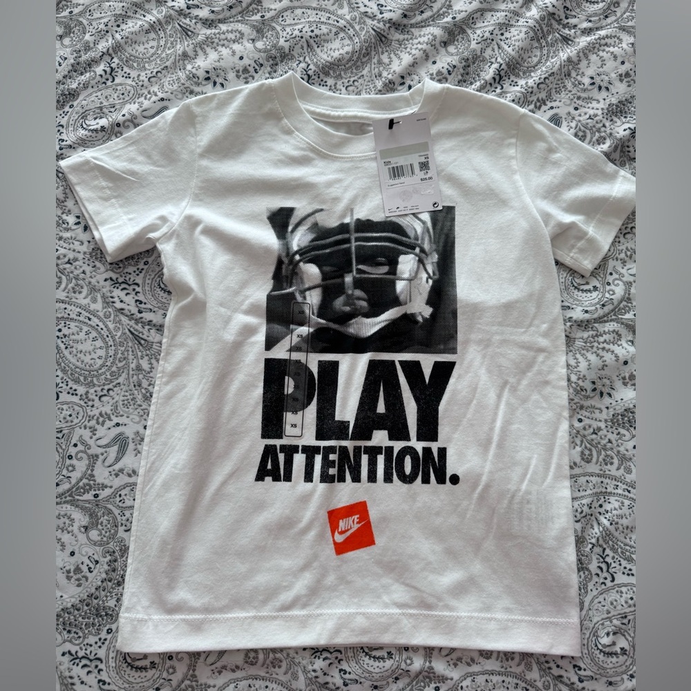 Nike Kids White 'Play Attention' T-Shirt